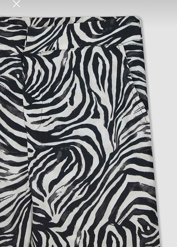 Kadın Zebra Desenli Pilili Kumaş Pantolon - Görsel 4