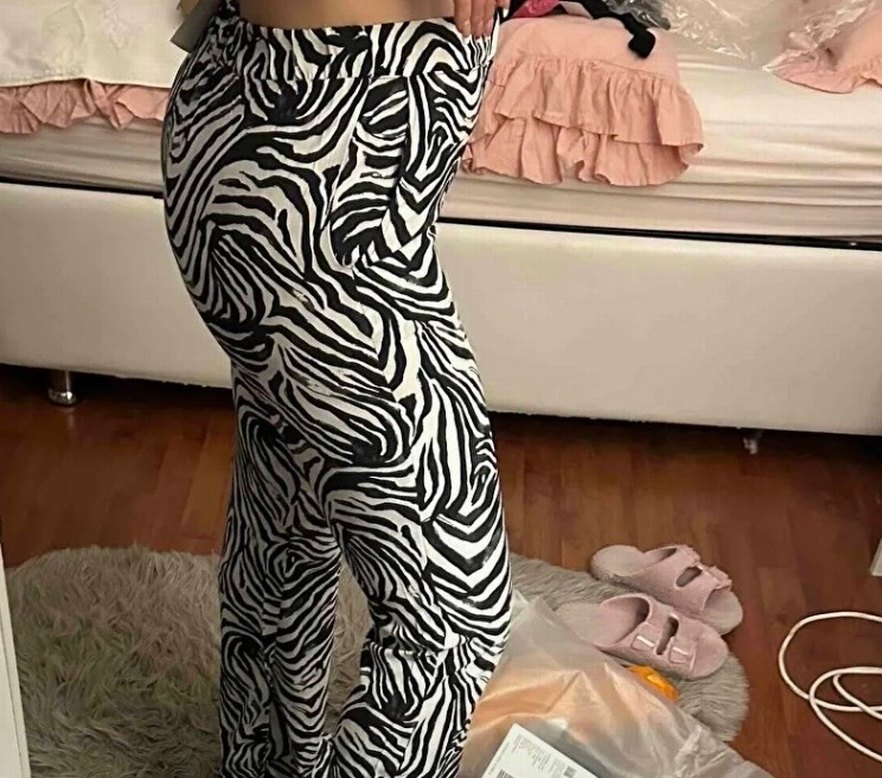 Kadın Zebra Desenli Pilili Kumaş Pantolon - Görsel 3