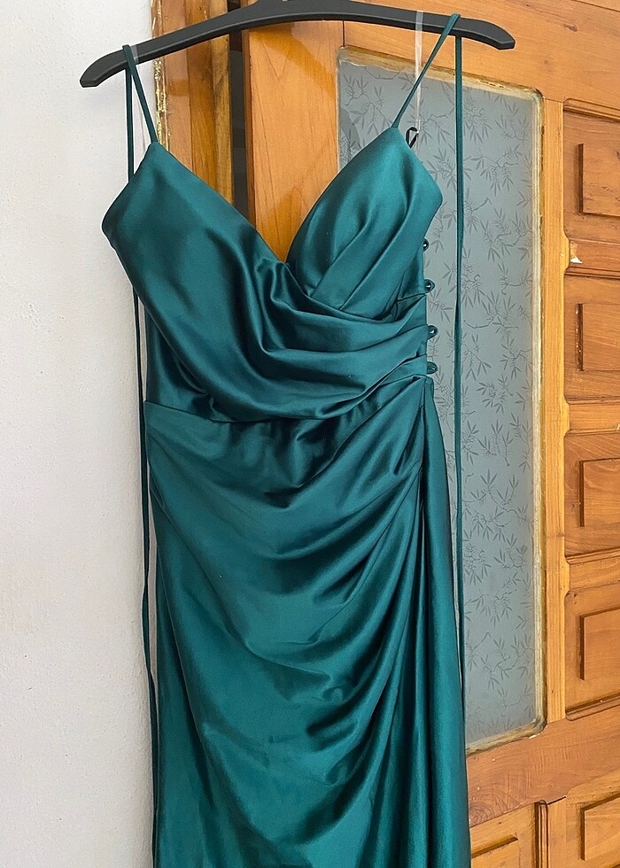 Abiye zümrüt yeşili - Görsel 3