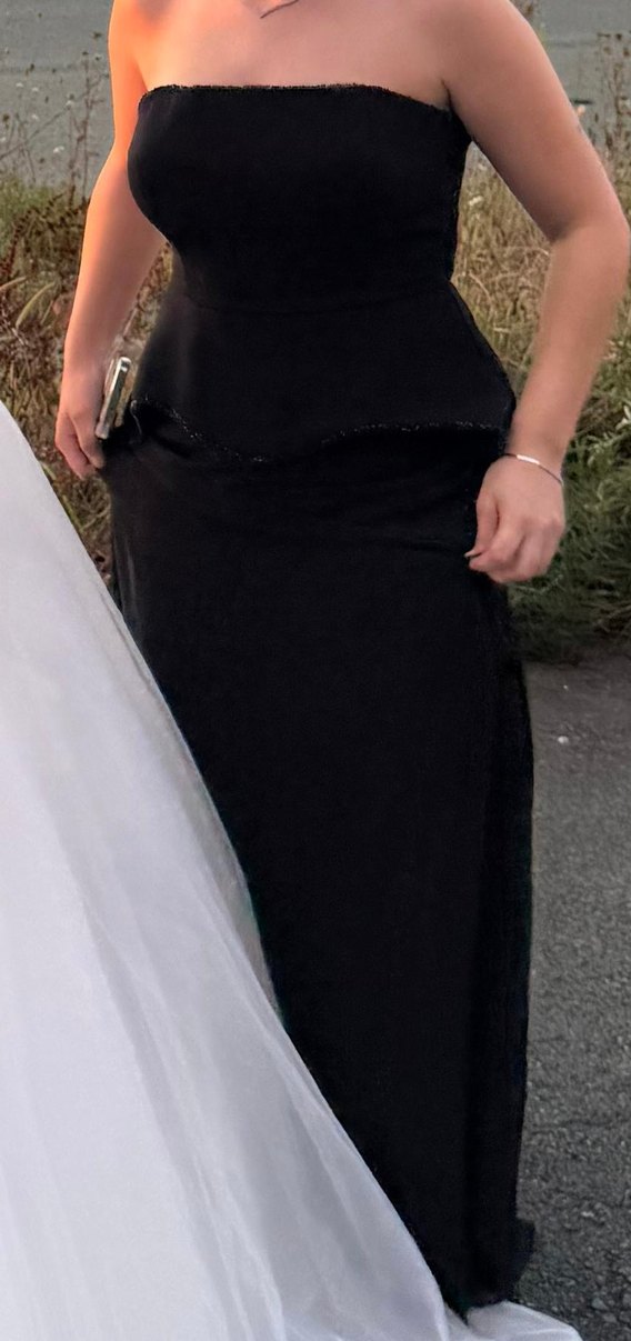 Siyah Straplez Uzun Gotik Elbise - Görsel 2