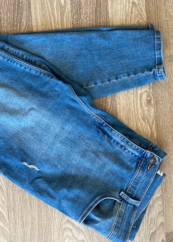 LC Waikiki Düğmeli Mavi Rahat Kesim Kadın Kot Pantolon