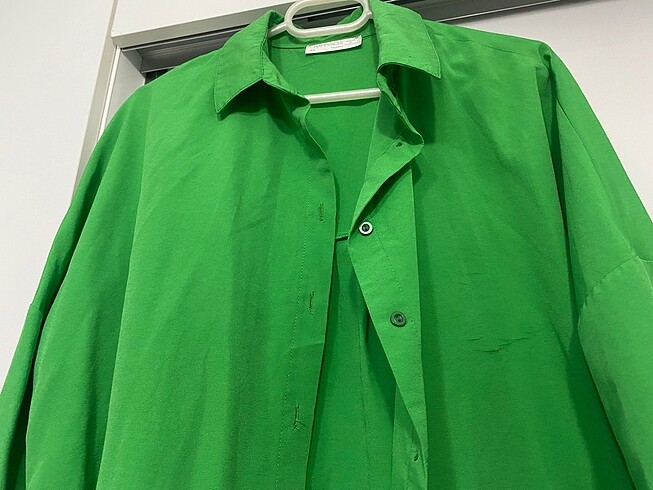 40 Beden Happines İstanbul canlı yeşil oversize gömlek