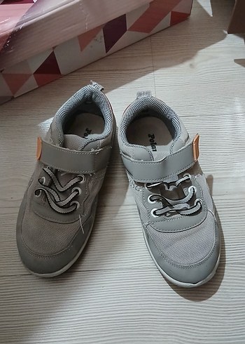 Gri Erkek Çocuk Spor Ayakkabı Velcro - Görsel 3