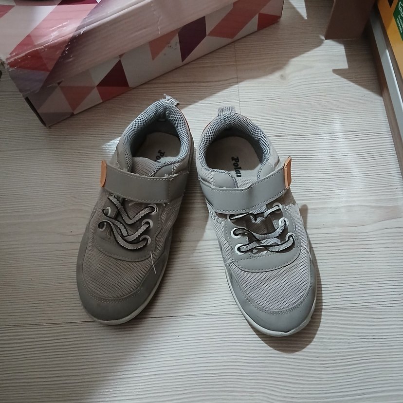 Gri Erkek Çocuk Spor Ayakkabı Velcro - Görsel 3