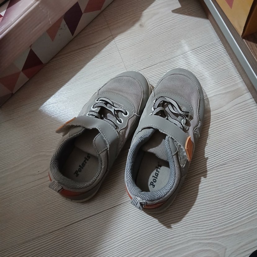 Gri Erkek Çocuk Spor Ayakkabı Velcro - Görsel 2