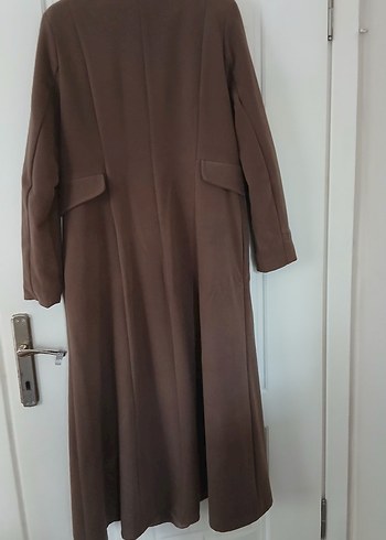 Düğmeli kahve Uzun kaşe Kabanı - Görsel 4