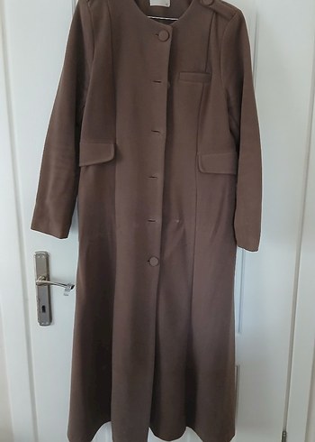Düğmeli kahve Uzun kaşe Kabanı