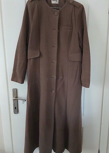 Düğmeli kahve Uzun kaşe Kabanı - Görsel 2