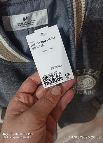 9 Yaş Beden gri Renk H&m beyzbol ceket
