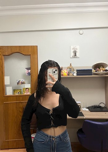 Siyah crop hırka