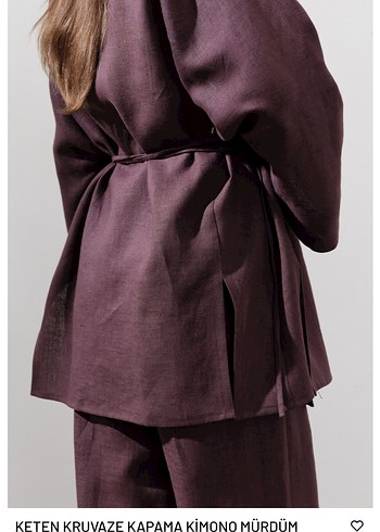 Manuka Bordo Keten Kruvaze Kapama Kimono S-M Yeni Etiketli - Görsel 5