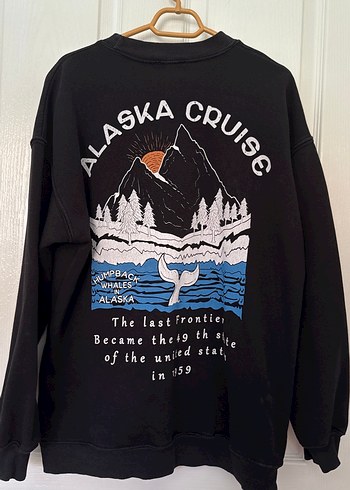 Diğer Kadın Siyah Baskılı Fermuarlı Sweatshirt