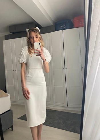 xs Beden Beyaz Mini Düğün Elbisesi