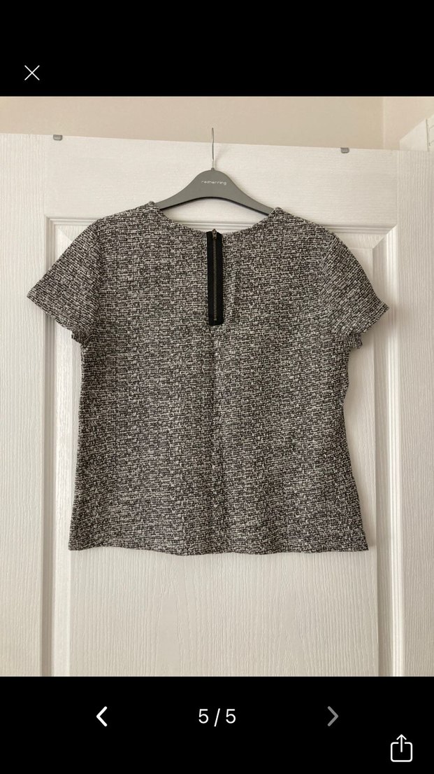 Gri Kısa Kollu Örgü Kadın Tişört - Görsel 5