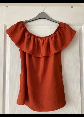 Turuncu Straplez Bluz - Görsel 3