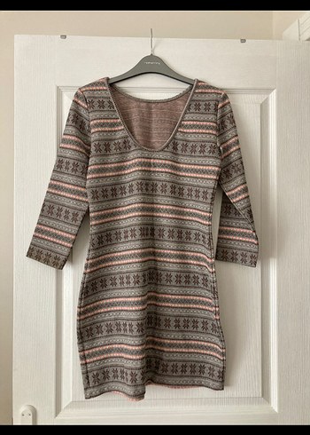 Superdry Gri Bohem Desenli Triko Elbise - Görsel 2