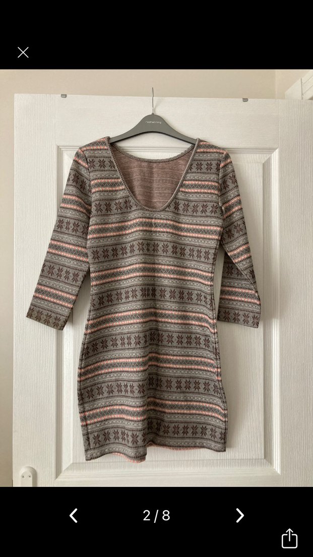 Superdry Gri Bohem Desenli Triko Elbise - Görsel 2