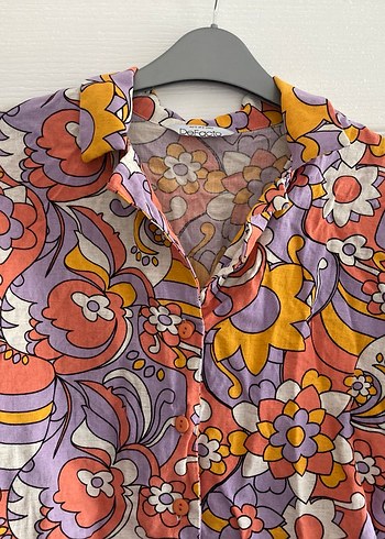 Bohem Çok Renkli Kısa Kollu Gömlek - Görsel 2