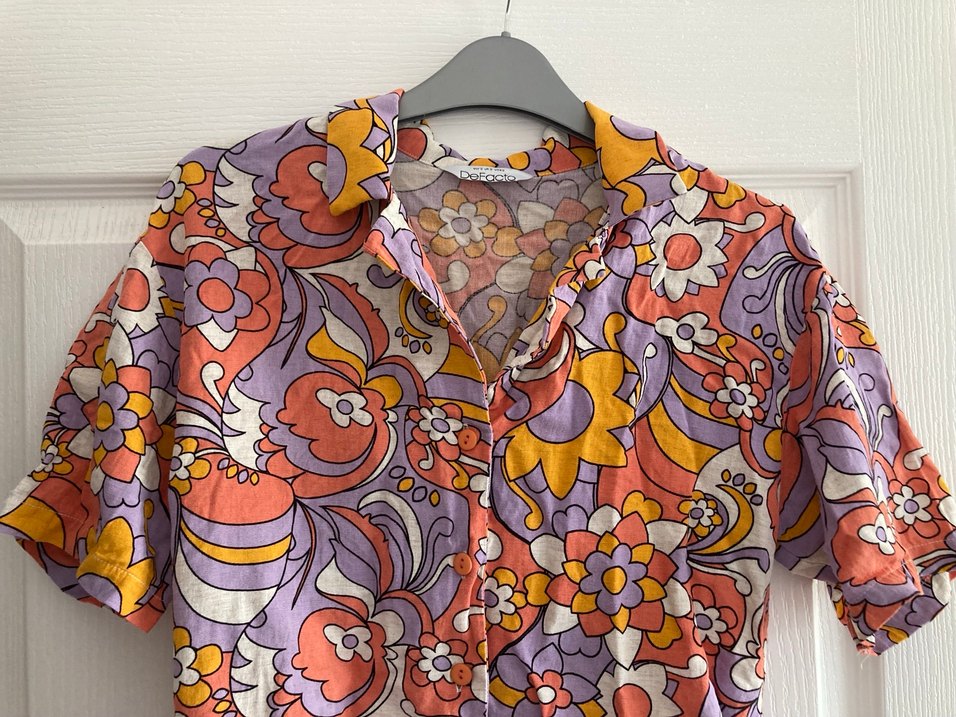 Bohem Çok Renkli Kısa Kollu Gömlek - Görsel 2