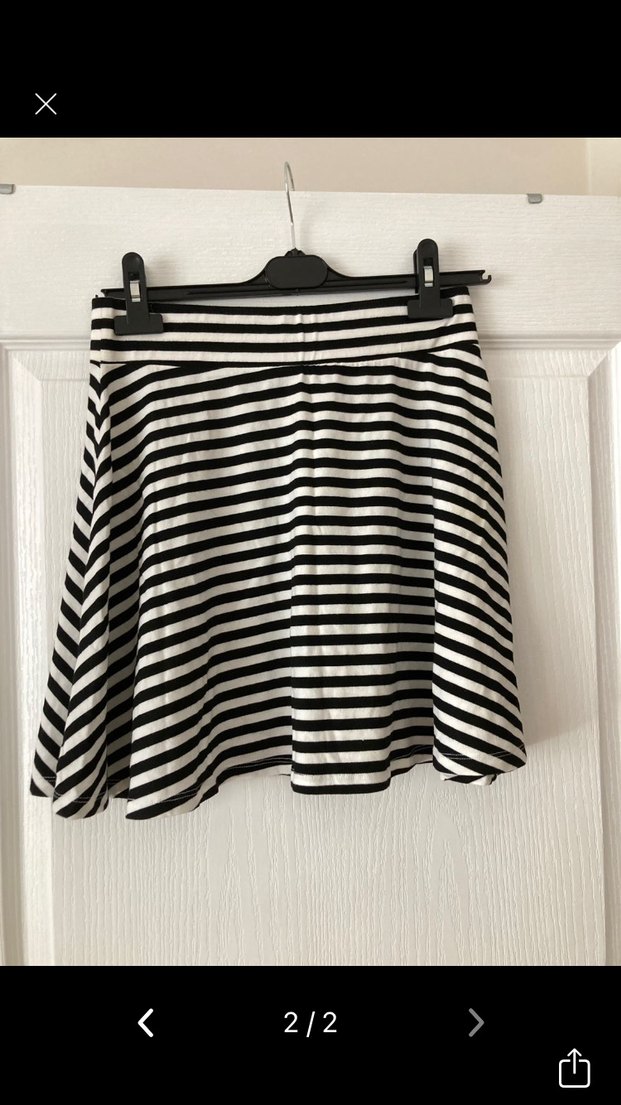 Çizgili Pilili Midi Mini Etek - Görsel 2