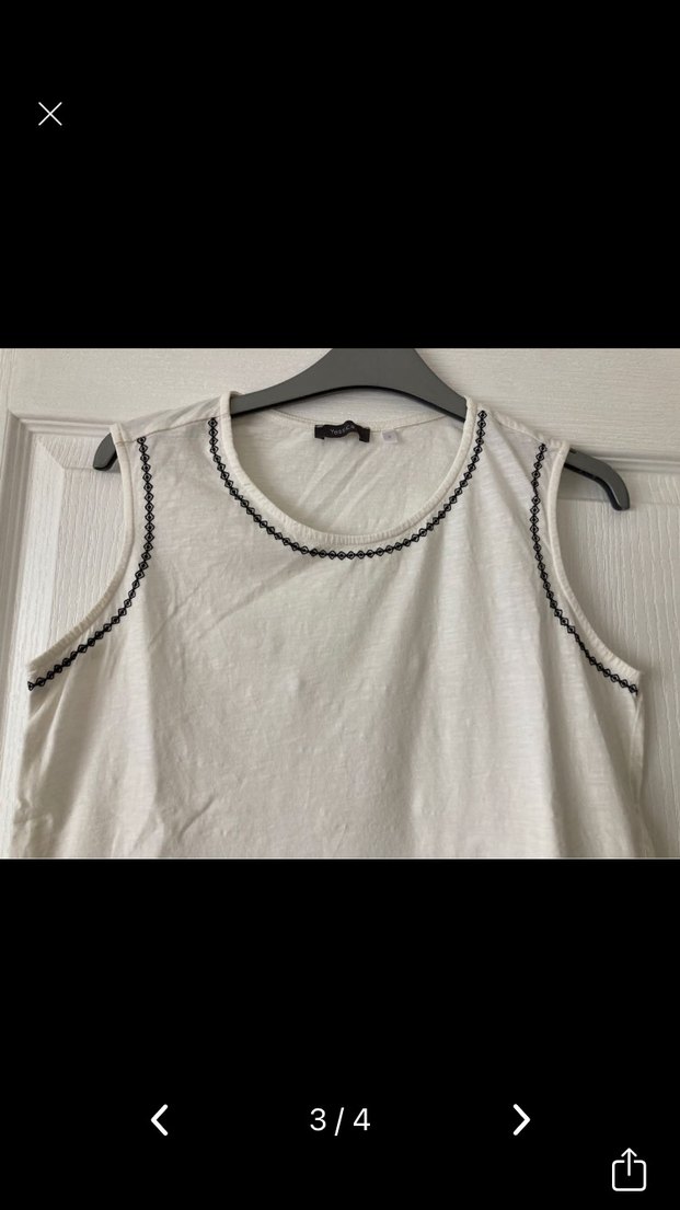 Nakış Detaylı Bohem Beyaz Kolsuz Bluz - Görsel 3