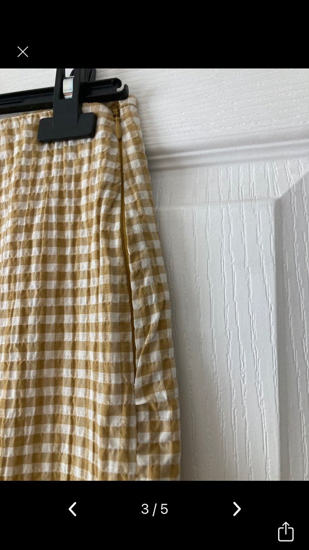 Bej Pileli Keten Mini Etek - Görsel 4