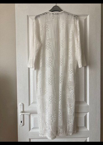 Yazlık Pareo Uzun Beyaz Bohem Kadın Hırka - Görsel 4