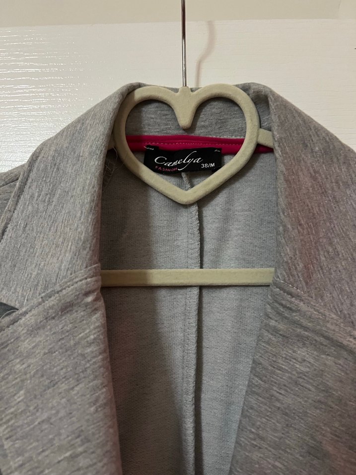 Gri ve Pembe Renkli Kadın Uzun Ceket - Görsel 5