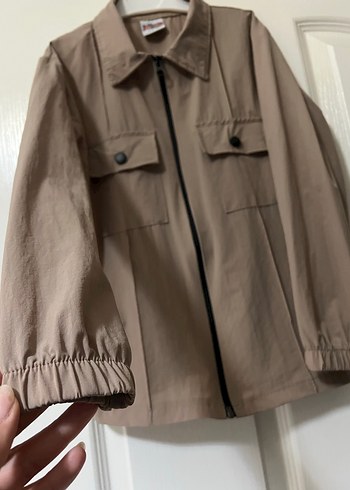 Bej Çocuk Keten Ceket, Uzun Kollu, Düğmeli - Görsel 3