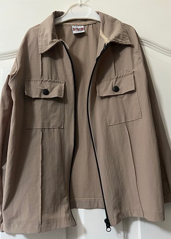 Bej Çocuk Keten Ceket, Uzun Kollu, Düğmeli - Görsel 6