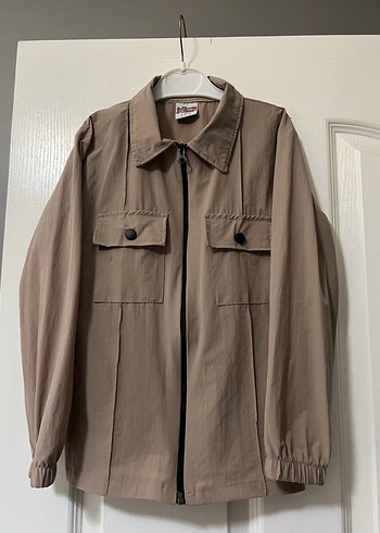 Bej Çocuk Keten Ceket, Uzun Kollu, Düğmeli - Görsel 2