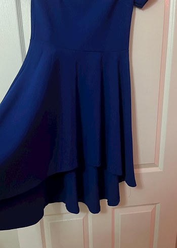 Mavi Midi Drapeli Kadın Elbise - Görsel 5