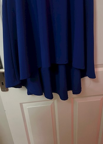 Mavi Midi Drapeli Kadın Elbise - Görsel 6