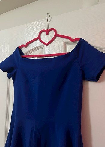 Mavi Midi Drapeli Kadın Elbise - Görsel 3