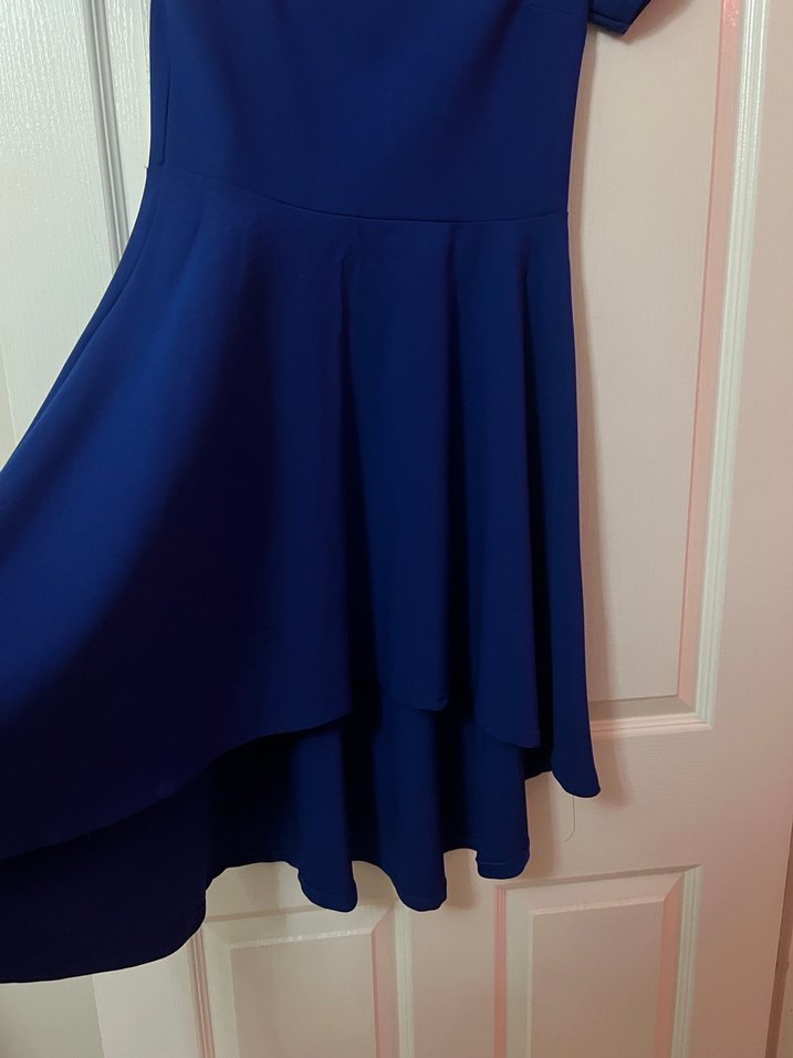 Mavi Midi Drapeli Kadın Elbise - Görsel 5