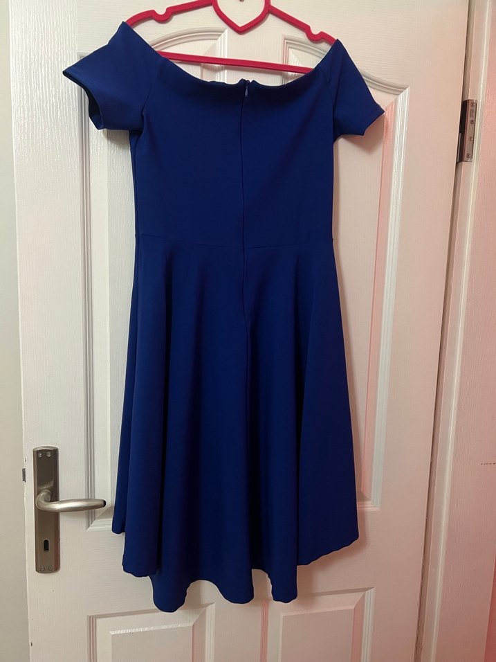 Mavi Midi Drapeli Kadın Elbise - Görsel 4