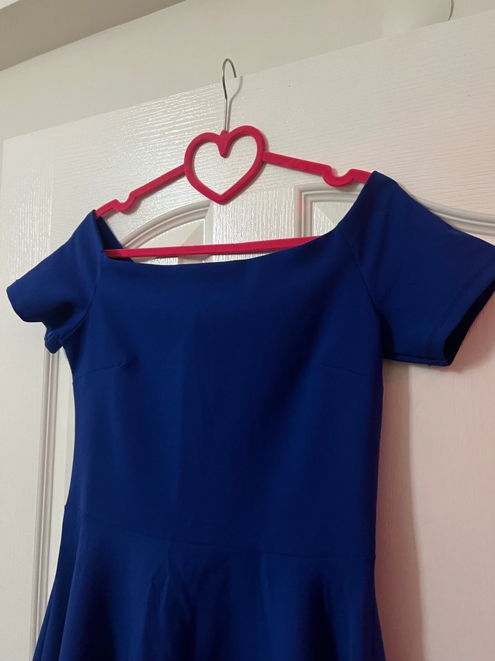 Mavi Midi Drapeli Kadın Elbise - Görsel 3