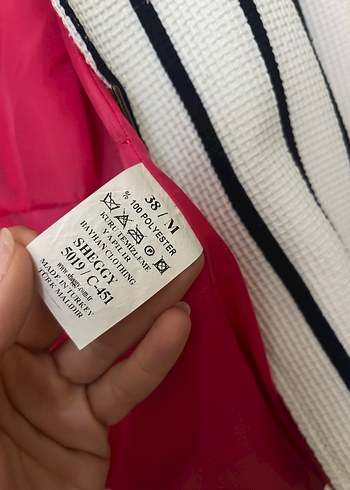 Çizgili Beyaz Kadın Blazer Ceket - Görsel 7