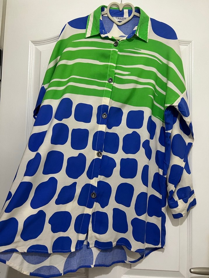 Canlı Desenli Oversize Kadın Gömlek - Görsel 4