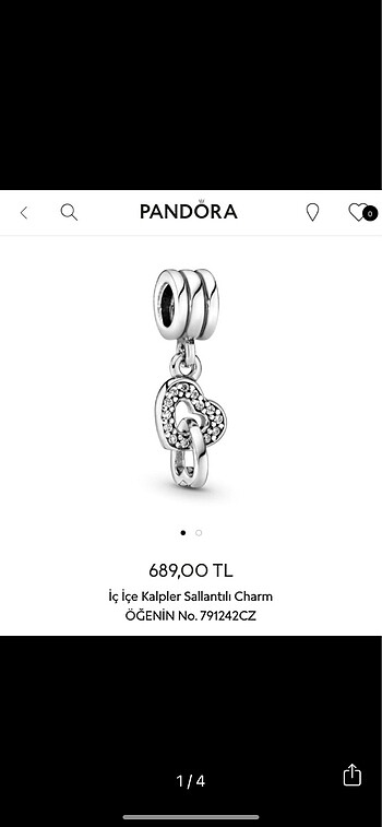 Pandora charm orijinal sertifikalı