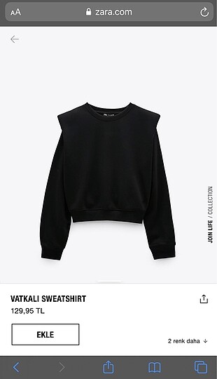 Zara Vatkalı Sweatshirt