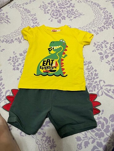 24-36 Ay Beden sarı Renk Denokids erkek çoçuk takım tişört
