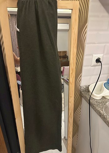 Kadın Gri Kemerli Bol Kesim Kumaş Pantolon - Görsel 3