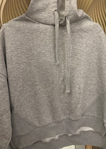 Gri Kapüşonlu Salaş Kadın Sweatshirt - Görsel 2