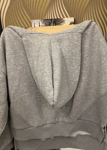 Gri Kapüşonlu Salaş Kadın Sweatshirt - Görsel 3