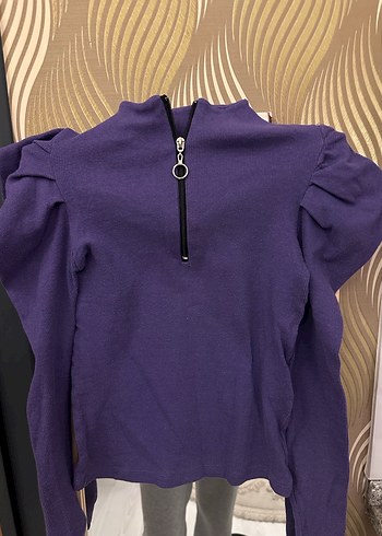 Mor Fermuarlı Kadın Sweatshirt - Görsel 2