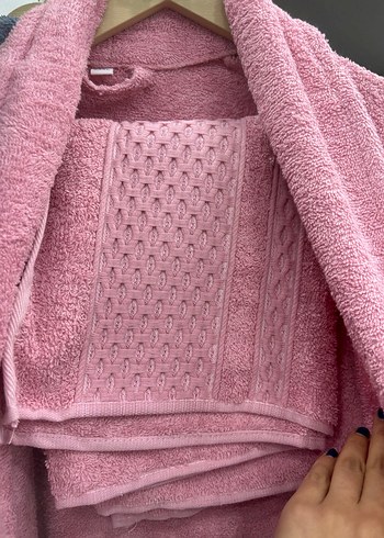 Diğer Baş havlulu Pastel Pembe Bohem Bornoz