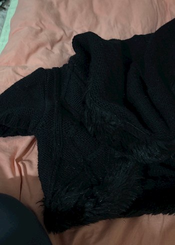 Standart Beden Beden Kürk Detaylı Siyah Kadın bolero