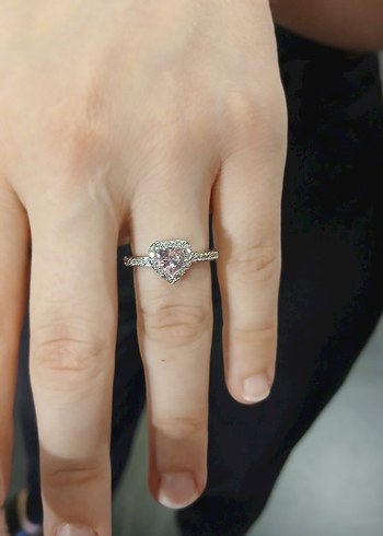 Pembe Taşlı Minimalist Kadın Yüzük