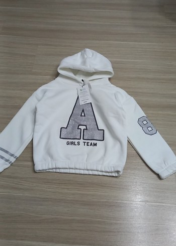 Kapüşonlu Beyaz Kız Çocuk Sweatshirt - Görsel 2